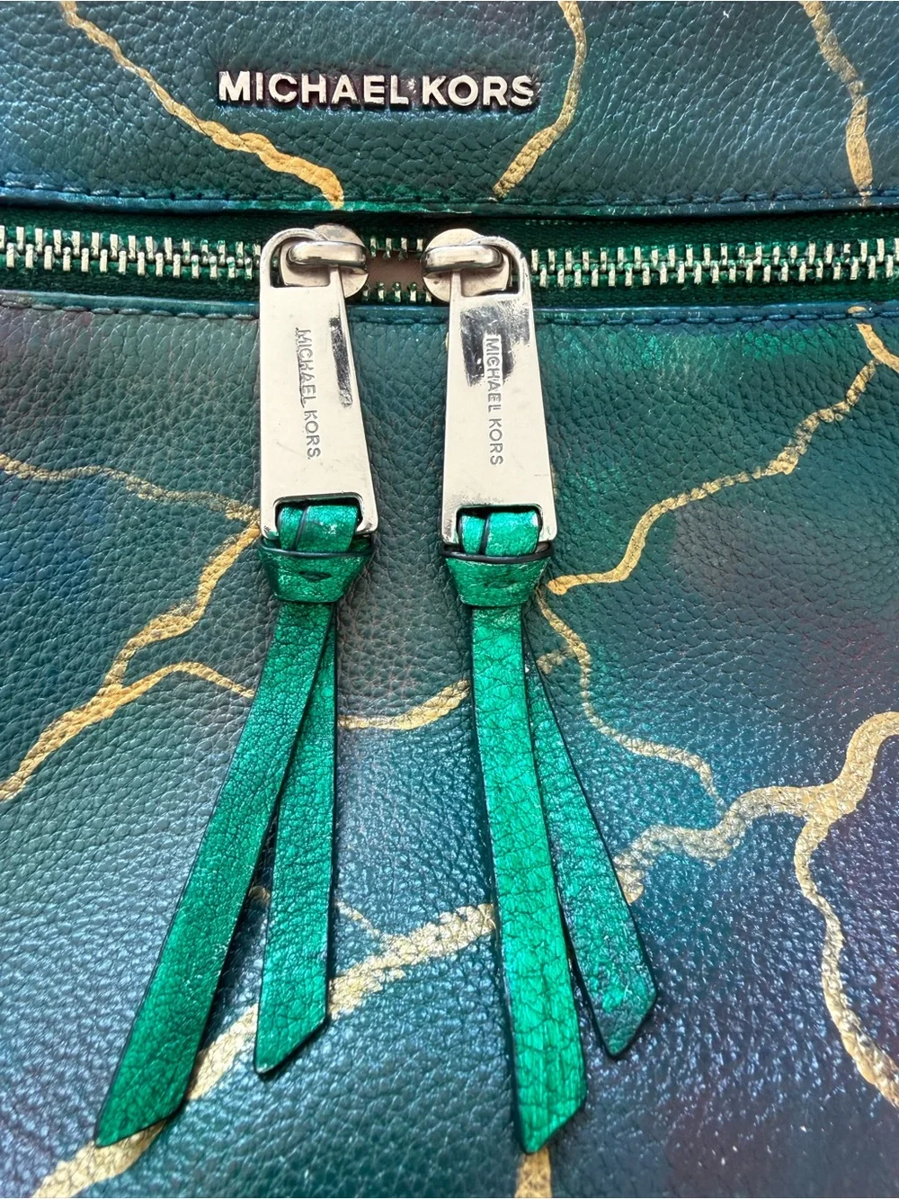 One of a kind hand painted Michael Kors Rhea Pebbled Leather Backpack